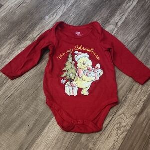 Disney Red Merry Christmas Winnie the Pooh Bodysuit 9M
